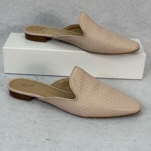 J. Jill Lt Pink Textured Woven Leather Pointed Toe Mules Womens 6 Minimalist